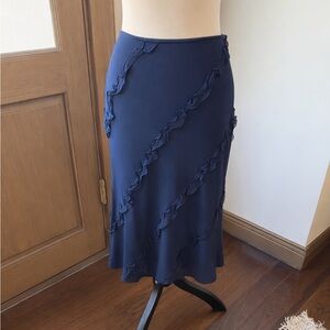 Sportmax Romantic Navy Midi Ruffle Skirt size 8 medium